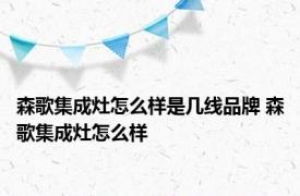 森歌集成灶怎么样是几线品牌 森歌集成灶怎么样 