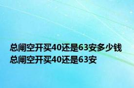 总闸空开买40还是63安多少钱 总闸空开买40还是63安 