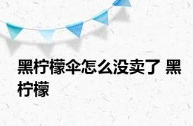 黑柠檬伞怎么没卖了 黑柠檬 