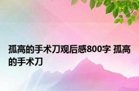 孤高的手术刀观后感800字 孤高的手术刀 