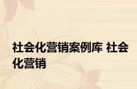 社会化营销案例库 社会化营销 