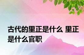 古代的里正是什么 里正是什么官职