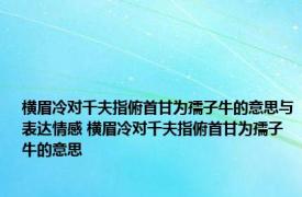 横眉冷对千夫指俯首甘为孺子牛的意思与表达情感 横眉冷对千夫指俯首甘为孺子牛的意思 