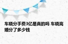 车晓分手费3亿是真的吗 车晓离婚分了多少钱 