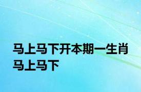 马上马下开本期一生肖 马上马下 