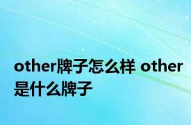 other牌子怎么样 other是什么牌子 