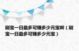 刷宝一日最多可赚多少元宝啊（刷宝一日最多可赚多少元宝）