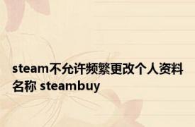 steam不允许频繁更改个人资料名称 steambuy 