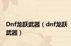 Dnf龙跃武器（dnf龙跃武器）