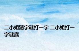 二小姐猜字谜打一字 二小姐打一字谜底 