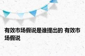 有效市场假说是谁提出的 有效市场假说 