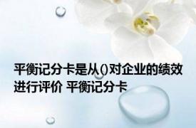 平衡记分卡是从()对企业的绩效进行评价 平衡记分卡 