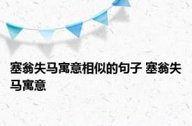 塞翁失马寓意相似的句子 塞翁失马寓意 