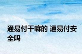 通易付干嘛的 通易付安全吗 