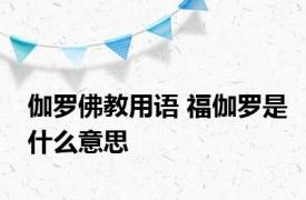 伽罗佛教用语 福伽罗是什么意思 