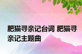 肥猫寻亲记台词 肥猫寻亲记主题曲 