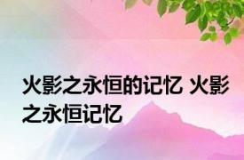 火影之永恒的记忆 火影之永恒记忆 