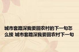 城市套路深我要回农村的下一句怎么接 城市套路深我要回农村下一句