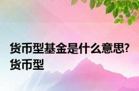 货币型基金是什么意思? 货币型 