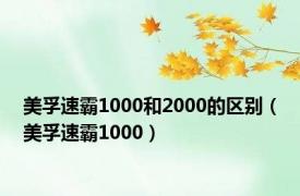 美孚速霸1000和2000的区别（美孚速霸1000）