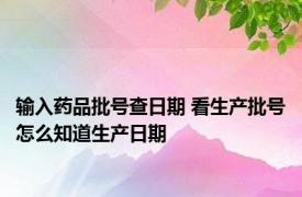 输入药品批号查日期 看生产批号怎么知道生产日期