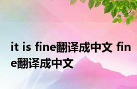 it is fine翻译成中文 fine翻译成中文 