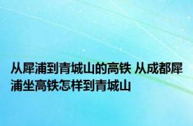 从犀浦到青城山的高铁 从成都犀浦坐高铁怎样到青城山