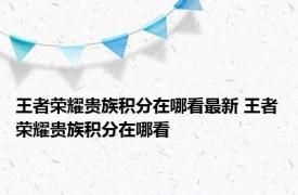 王者荣耀贵族积分在哪看最新 王者荣耀贵族积分在哪看 