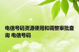 电信号码资源使用和调整审批查询 电信号码 