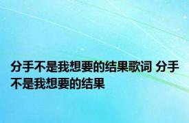 分手不是我想要的结果歌词 分手不是我想要的结果 