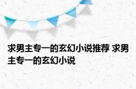 求男主专一的玄幻小说推荐 求男主专一的玄幻小说 