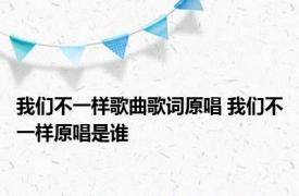 我们不一样歌曲歌词原唱 我们不一样原唱是谁 