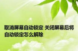 取消屏幕自动锁定 关闭屏幕后将自动锁定怎么解除