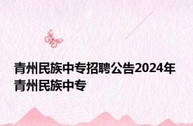 青州民族中专招聘公告2024年 青州民族中专 