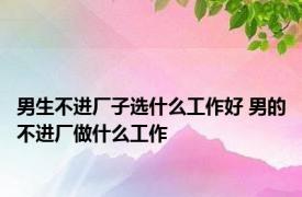 男生不进厂子选什么工作好 男的不进厂做什么工作 