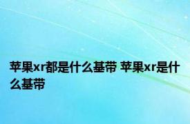 苹果xr都是什么基带 苹果xr是什么基带 