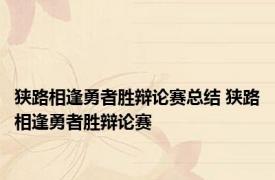 狭路相逢勇者胜辩论赛总结 狭路相逢勇者胜辩论赛 