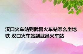 汉口火车站到武昌火车站怎么坐地铁 汉口火车站到武昌火车站 