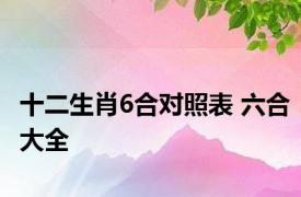 十二生肖6合对照表 六合大全 