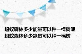 蚂蚁森林多少能量可以种一棵树呢 蚂蚁森林多少能量可以种一棵树