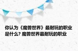 你认为《魔兽世界》最耐玩的职业是什么? 魔兽世界最耐玩的职业 