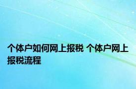 个体户如何网上报税 个体户网上报税流程 