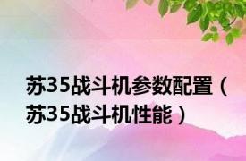 苏35战斗机参数配置（苏35战斗机性能）