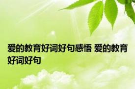 爱的教育好词好句感悟 爱的教育好词好句