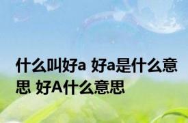 什么叫好a 好a是什么意思 好A什么意思