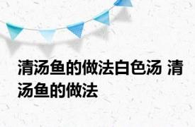 清汤鱼的做法白色汤 清汤鱼的做法 