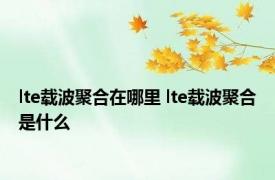 lte载波聚合在哪里 lte载波聚合是什么 