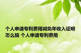 个人申请专利费用减免年收入证明怎么搞 个人申请专利费用 