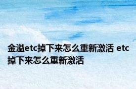 金溢etc掉下来怎么重新激活 etc掉下来怎么重新激活 