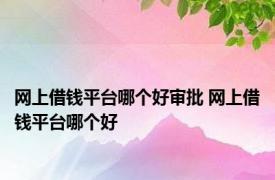 网上借钱平台哪个好审批 网上借钱平台哪个好 